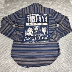Nirvana Stitched Flannel Mens M October 31 1991 Paramount Seattle Kurt Cobain